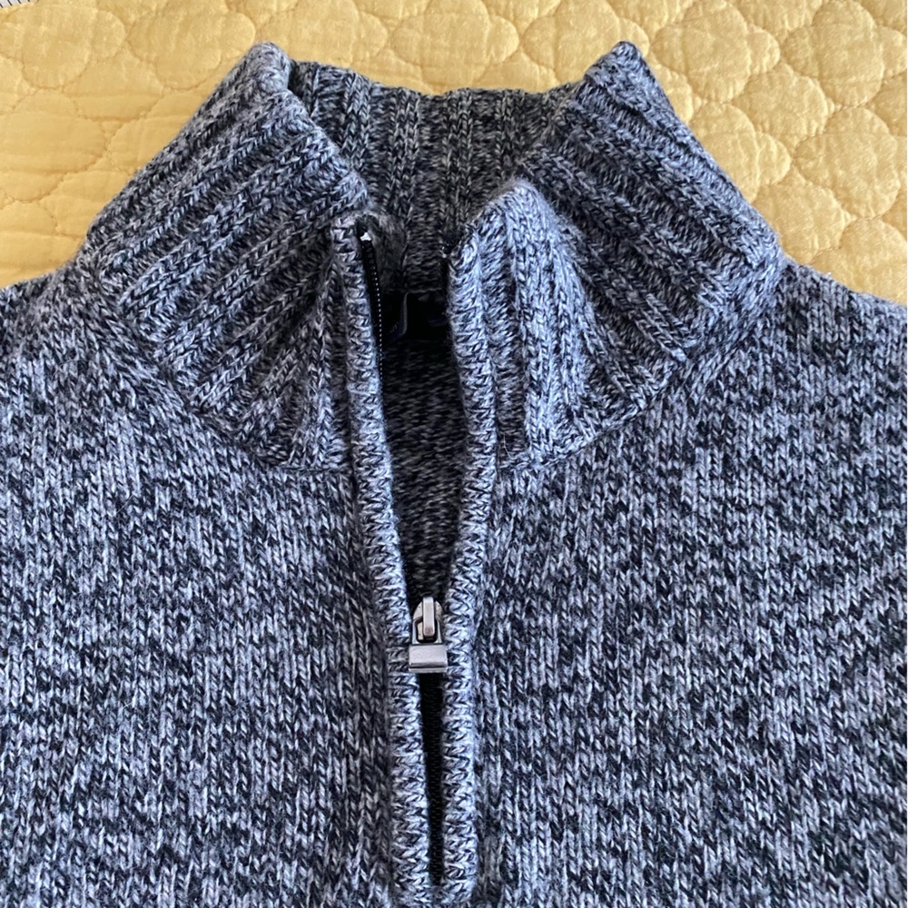 BLUMARINE UOMO MENS 100% WOOL MENS SZ XL SWEATER. 3/4 zip. Heather grey. GUC.
